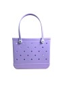 Madosh EVA Beach Tote Bag for Women - Waterproof Rubber Open Top Pool Bag - Washable Sandproof Large Travel Basket - Durable Gym, Shower & Boat Utility Handbag (13.5" x 12")(PURPLE)